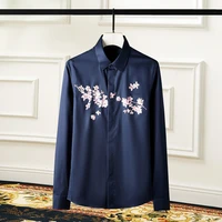 high quality luxury shirt men 2022 spring summer new plum print decoration mens shirt slim fit mens fashion mens casual shirt