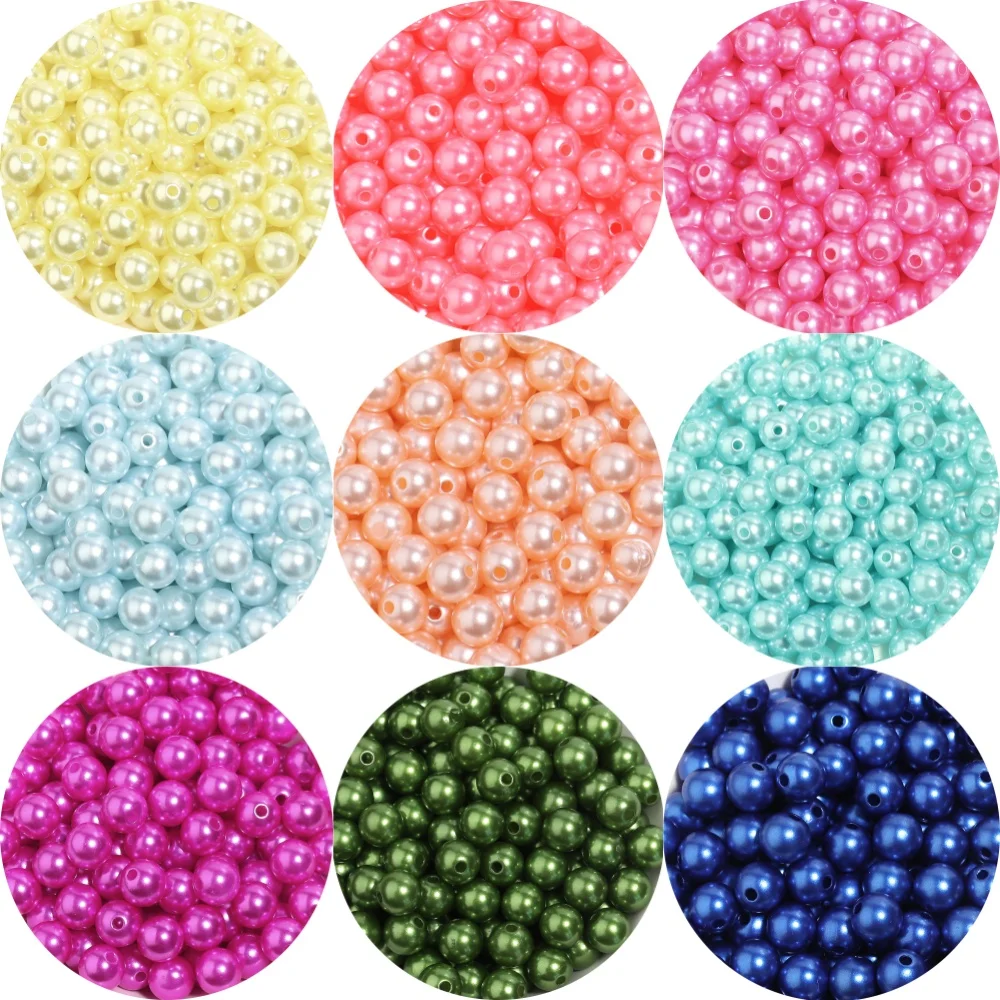 50-1000pcs/lot ABS Imitation Pearl Beads Colored Round Acrylic Loose Spacer For Jewelry Making DIY Charm Bracelet Earrings
