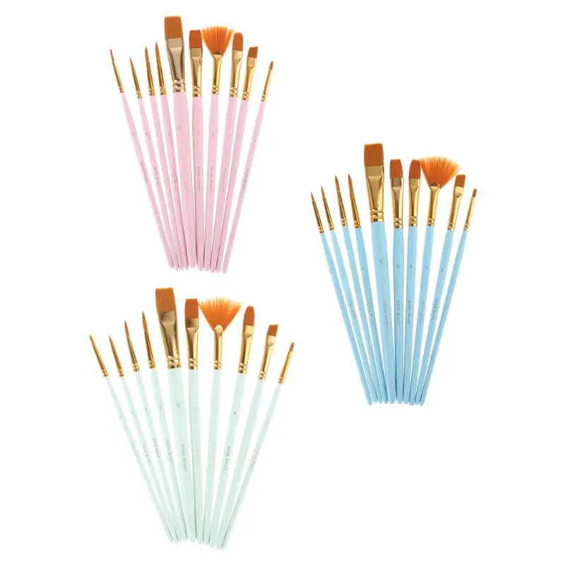 

2021 New 10Pcs Paint Brushes Set Nylon Hair Painting Brush Oil Acrylic Watercolor Pen Art Supplies