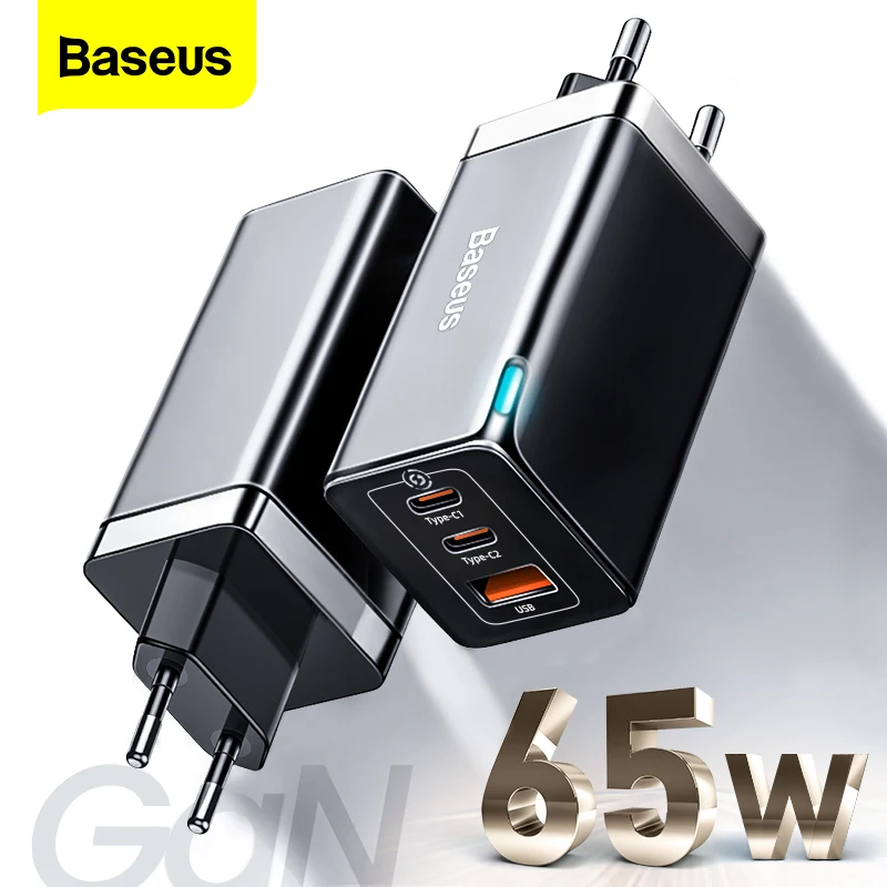 Baseus GaN 65W caricatore USB C ricarica rapida 4.0 3.0 QC4.0 QC PD3.0 PD USB-C tipo C caricatore rapido USB periPhone 14 13 12 Pro Max Macbook Pro Air M1 M2