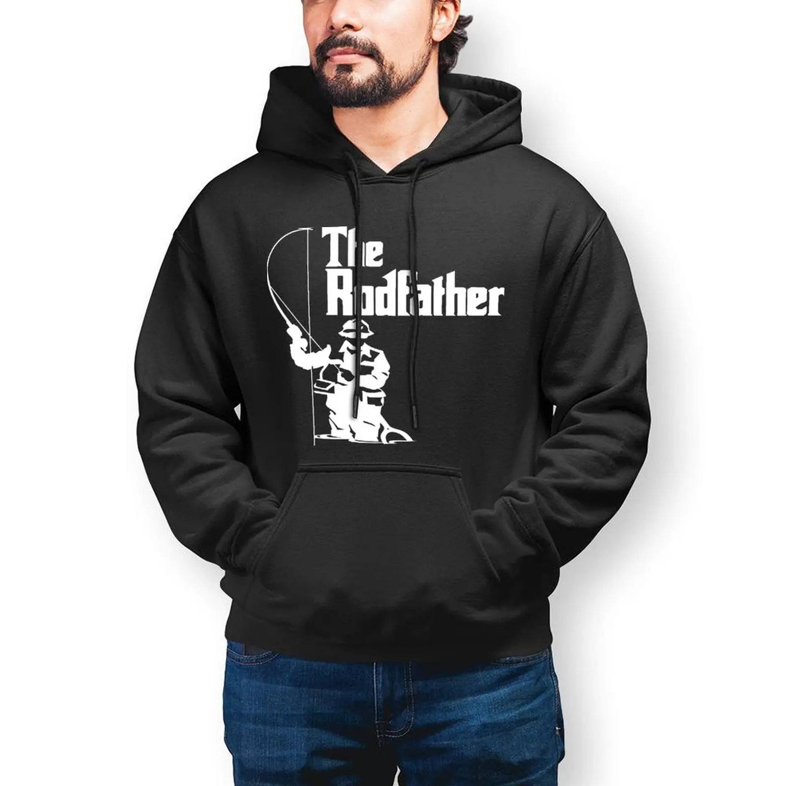 

Fisherman Streetwear Hoodies Spring The Rodfather Fishing Elegant Hoodie Men Oversize Loose Graphic Cotton Sweatshirts