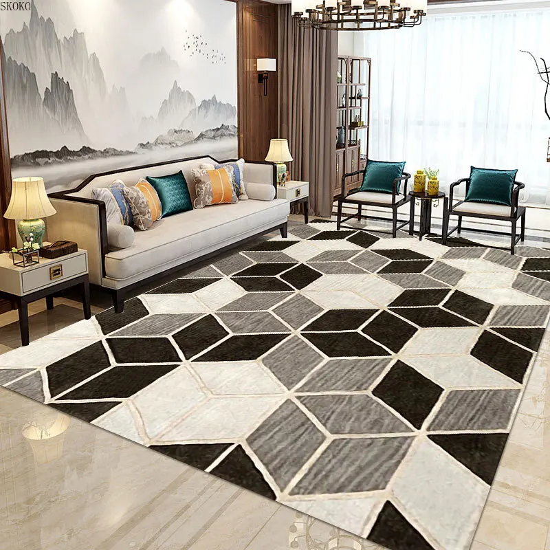 

Living Room Large Area Carpet Retro Geometric Style Carpet Bedroom Bedside Sofa Coffee Table Floor Mat Ethnic Large Carpet Full