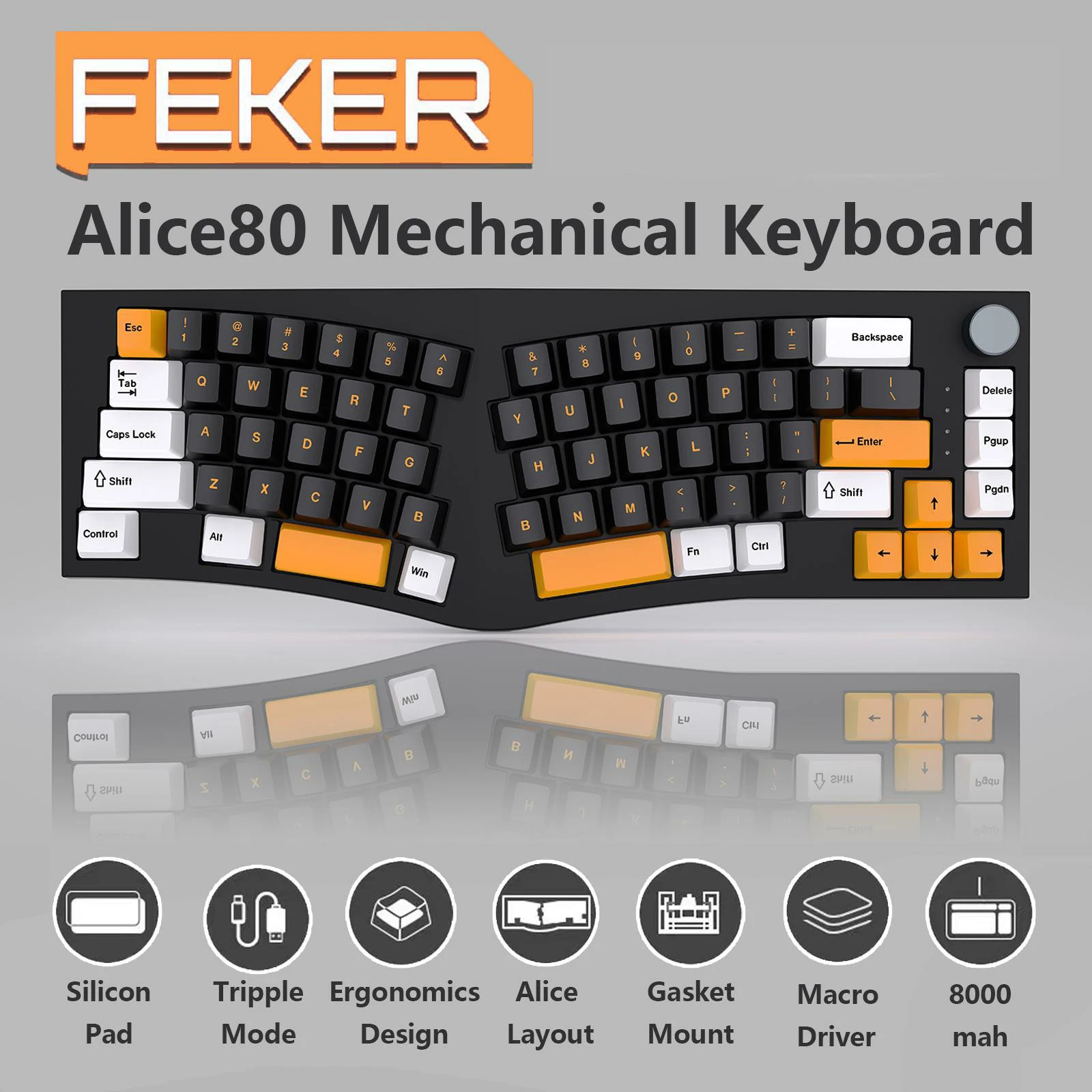 Alice80 Gaming Mechanical Keyboard Support Hot Swap for Laptop Gamer White lower light Alice 80 LED Mechanical Keyboard 68 Keys