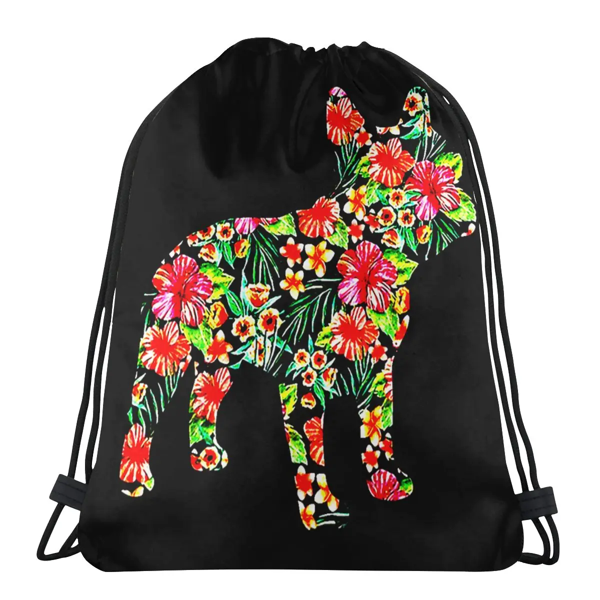 Цветочный силуэт французский бульдог сумка на шнурке для любителей домашних