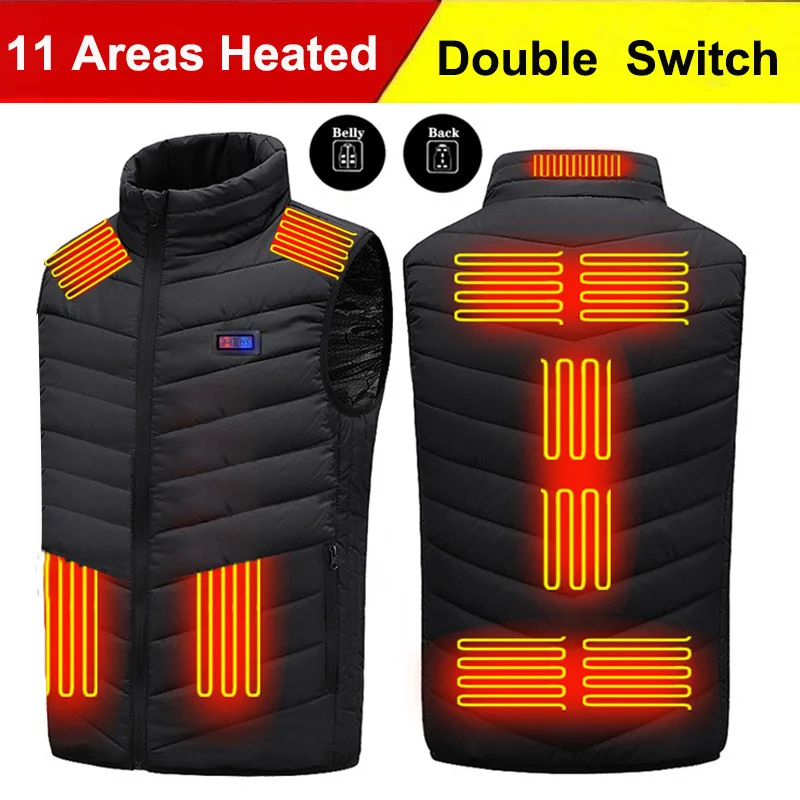 

11 Areas Heated Vest Men Women Heated Jacket Winter Usb Heating Vest Self Heating Thermal Vest Heating Down Jacket Warmte Vest