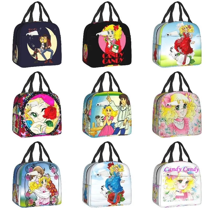 

Candy Candy Cartoon Insulated Lunch Bag for Work School Anime Manga Resuable Thermal Cooler Lunch Box Women Children
