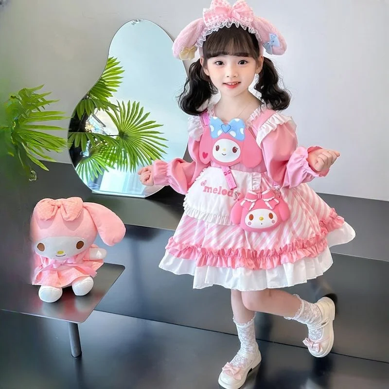

Girls' Disney Merlot Princess Dress 2023 Autumn Little Girl Lolita Pompen Dress Children's Birthday Dress