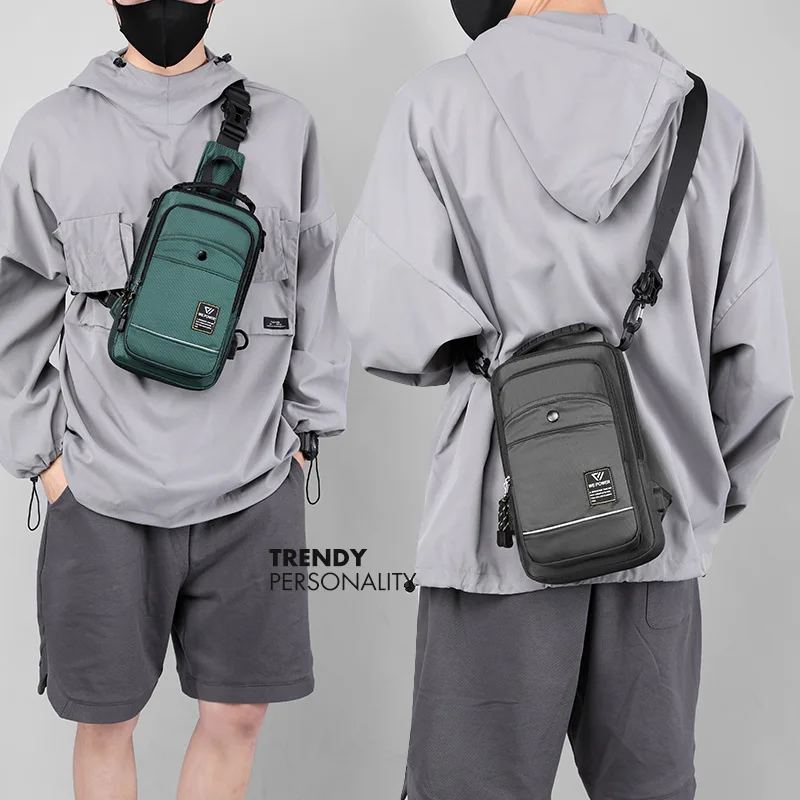 New Casual Men's Chest Bag Multifunctionfashionable Crossbody Water Resistant Outdoor Sports Mini Backpack With Usbcharging Port