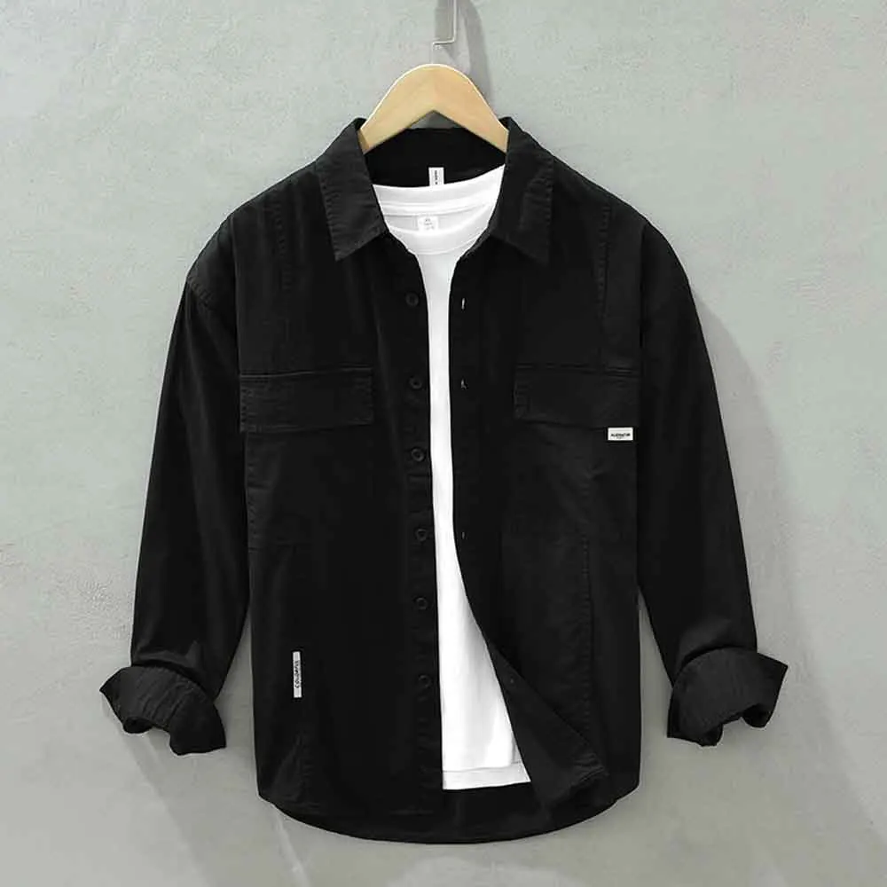 Oversize Long Sleeve Shirts Men Trendy All-match Causal Retro Chic Outerwear Male Classic Basic Daily Camisa