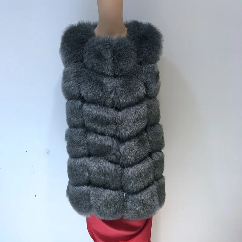 Autumn and Winter New Fox Hair Women's Medium Long Casual Fur Coat Fur Vest
