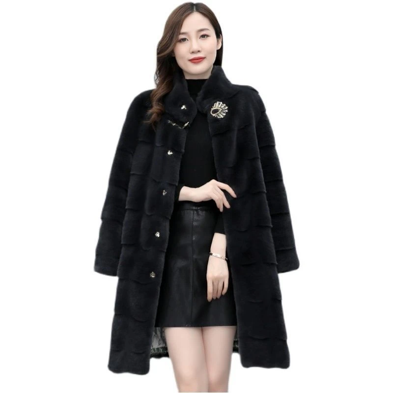Long Faux Fur Coat  Female Clothing New Mink High Quality Luxury Winter Jacket Women 2022 Slim Fashion Tops Plush Black Parkas