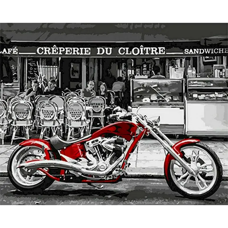 

GATYZTORY Painting By Numbers Red Motorcycle Landscape Drawing On Canvas HandPainted Gift Picture By Number Kits Home Decor