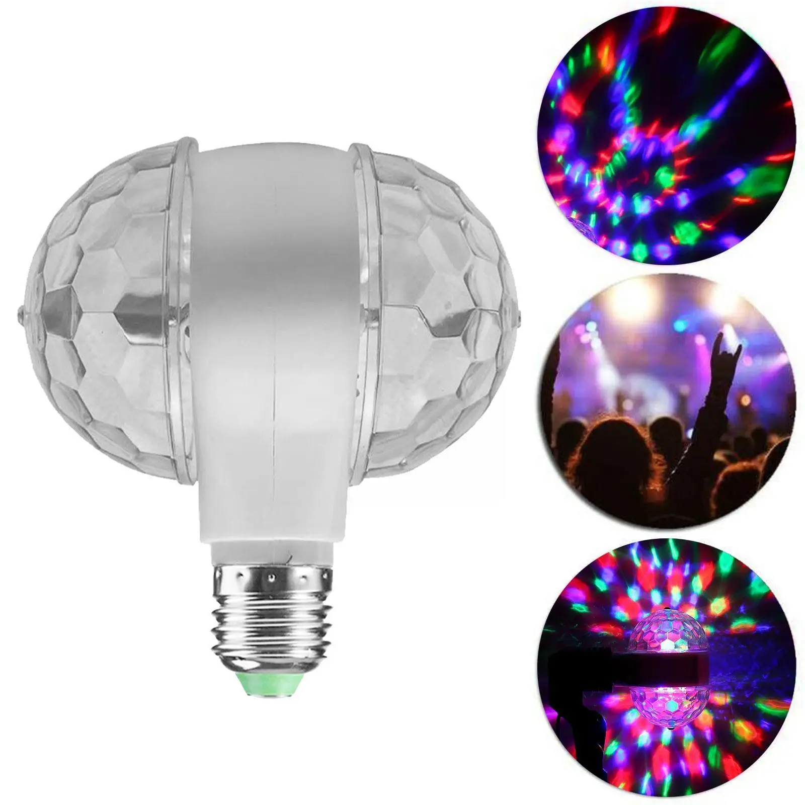 

Auto Stage Lighting E27 B22 85-265V Colorful Rotating Lamp DJ double Light Balls Stage party disco Magic effect Bulb Crysta E1Z3