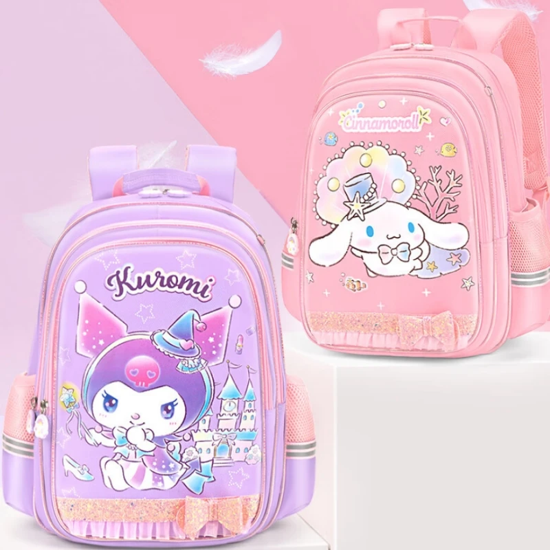 

Anime Hello Kitty Schoolbag Primary School Backpack Cute Kuromi Girl and Children Load Reduction Large Capacity Cartoon Backpack