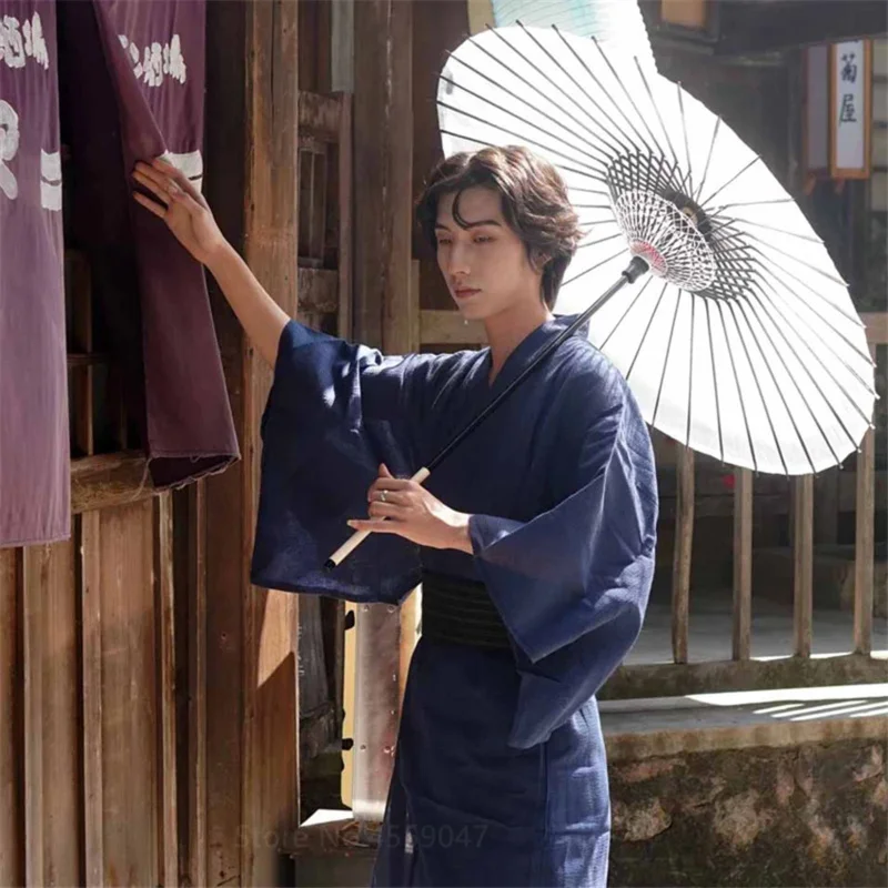 Хлопковое японское кимоно хаори одежда для сна мужчин Самурай искусственная