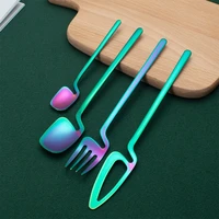 stainless steel polished cutlery set forks dessert dinnerware kitchen silverware for travelling wedding ceremony camping