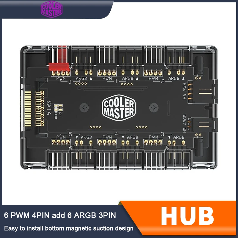 Cooler Master 5V/3PIN ARGB 12V/4PIN PWM многосторонний разветвитель адаптер адресуемый ПК чехол вентилятор SATA концентратор Cooler Master 5V/3PIN ARGB 12V/4PIN PWM многосторонний разветвитель адаптер адресуемый ПК чехол вентилятор SATA концентратор