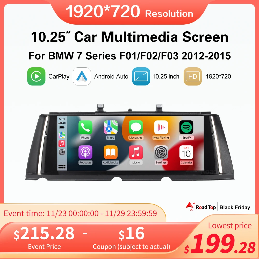 

10.25'' Wireless Apple CarPlay Android Auto Car Multimedia Radio Display Touch Screen For BMW 7 Series 2012-2015 F01/F02/F03 NBT