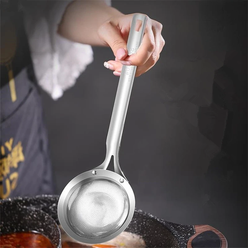 

304 Stainless Steel Mesh Skimmer Vegetable Residue Oil Mesh Colander Strainer Soup Pot Small Colander Kitchen Tools