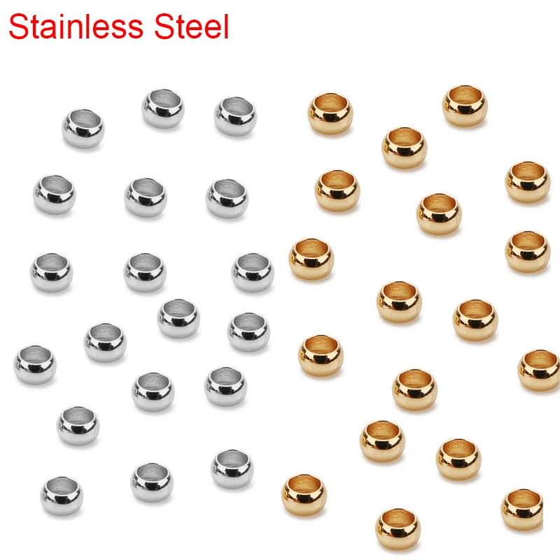 Обжимные бусины из нержавеющей стали для браслетов ожерелий 2/100/3 мм 2 5 шт