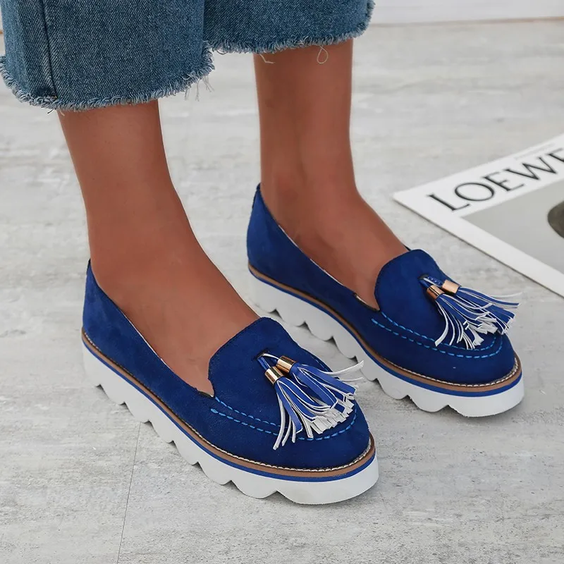 

Женские лоферы с бахромой, женская обувь без шнуровки, новинка 2022, модная женская обувь из искусственной кожи на толстой плоской подошве, женская модная Осенняя обувь