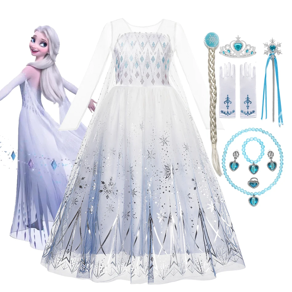 Disney Frozen 2 Elsa Dresses for Girls Anna Elsa Costumes Princess Dress Girls Snow Queen Children Gowns Kid Cosplay Party Dress