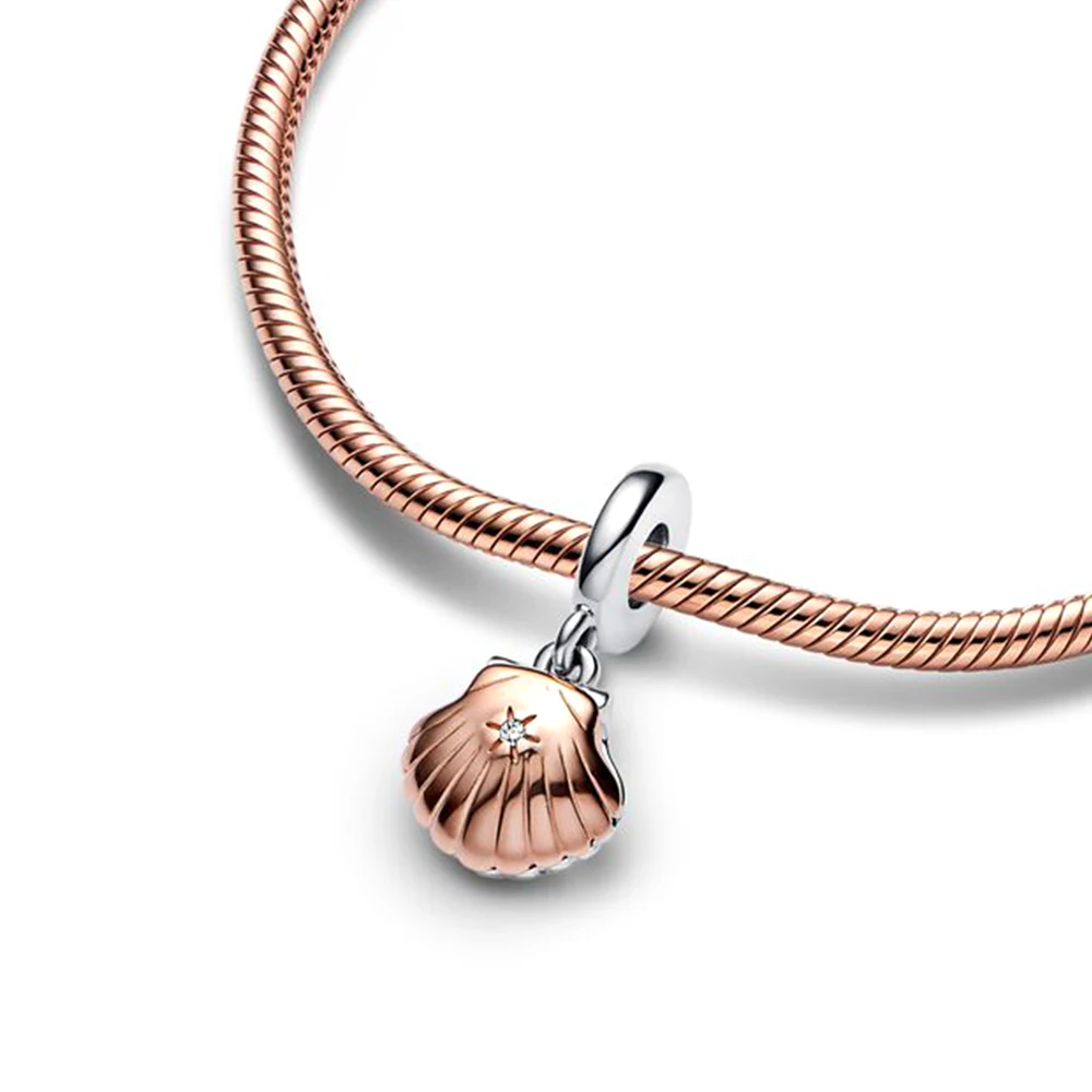 Pandora Sea Shell and Treated Freshwater Cultured Pearl Charm Pendant, 2023 Silver, Fit Original Bracelet, DIY for Women Gift, New, 925