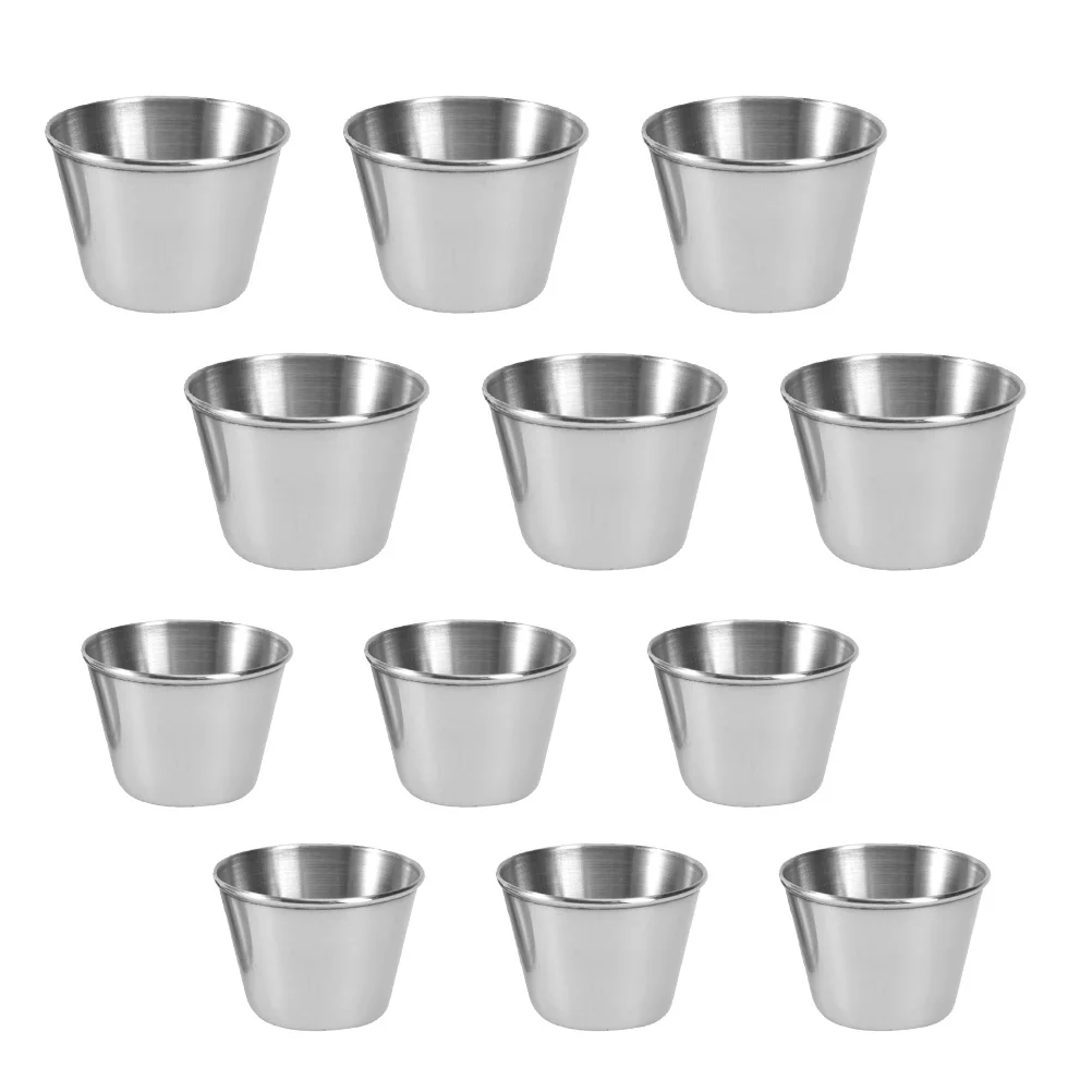 

12Pcs Sauce Cups Healthy Stainless Steel Sauce Cups Salad Tortilla Sauce Cups (Silver)