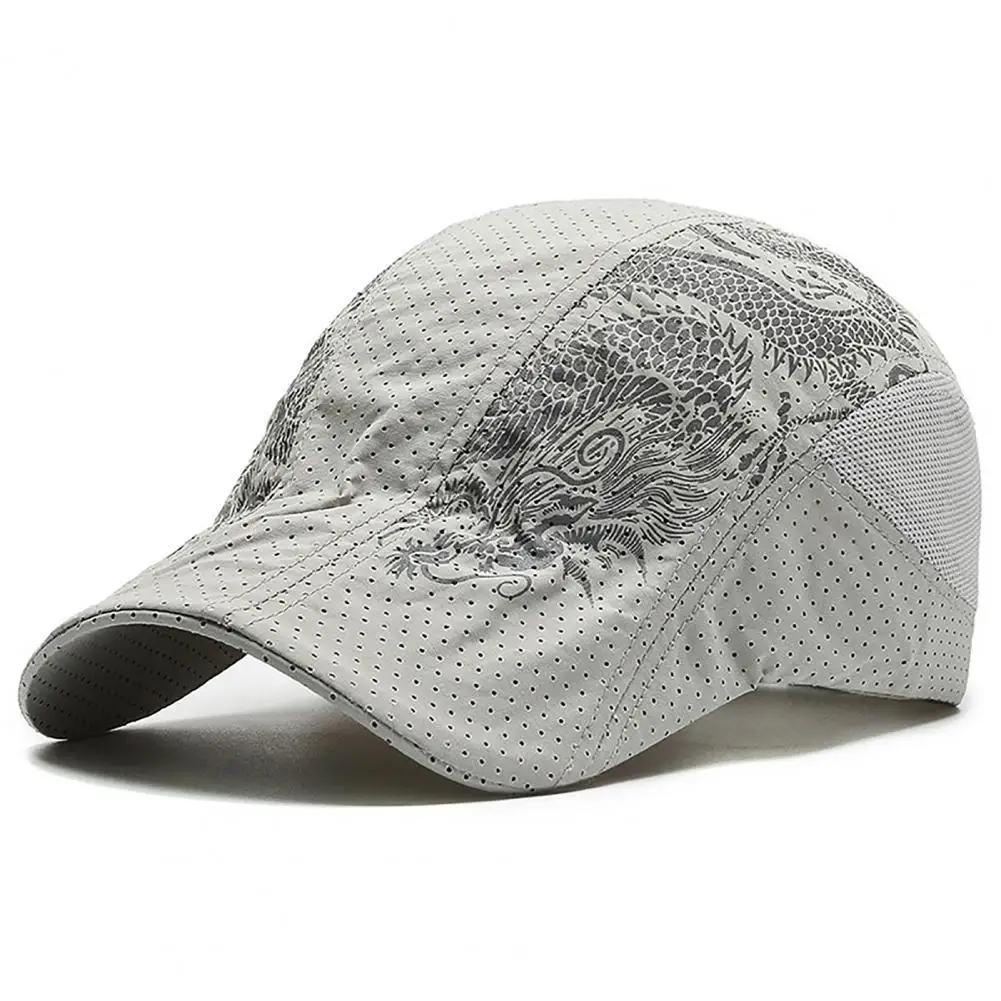 

2022 Summer Men/women Peaked Cap Chinese Style Sport Cap Dragon Print Peaked Cap for Outdoor