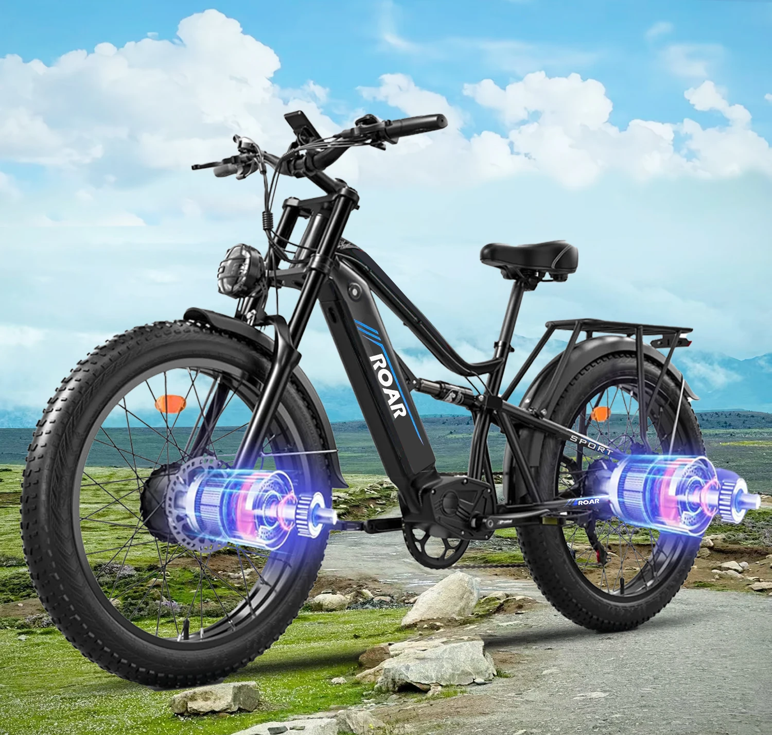 Электрический горный велосипед 55 км/ч 48 В 22 Ач аккумулятор 26 дюймов фэтбайк