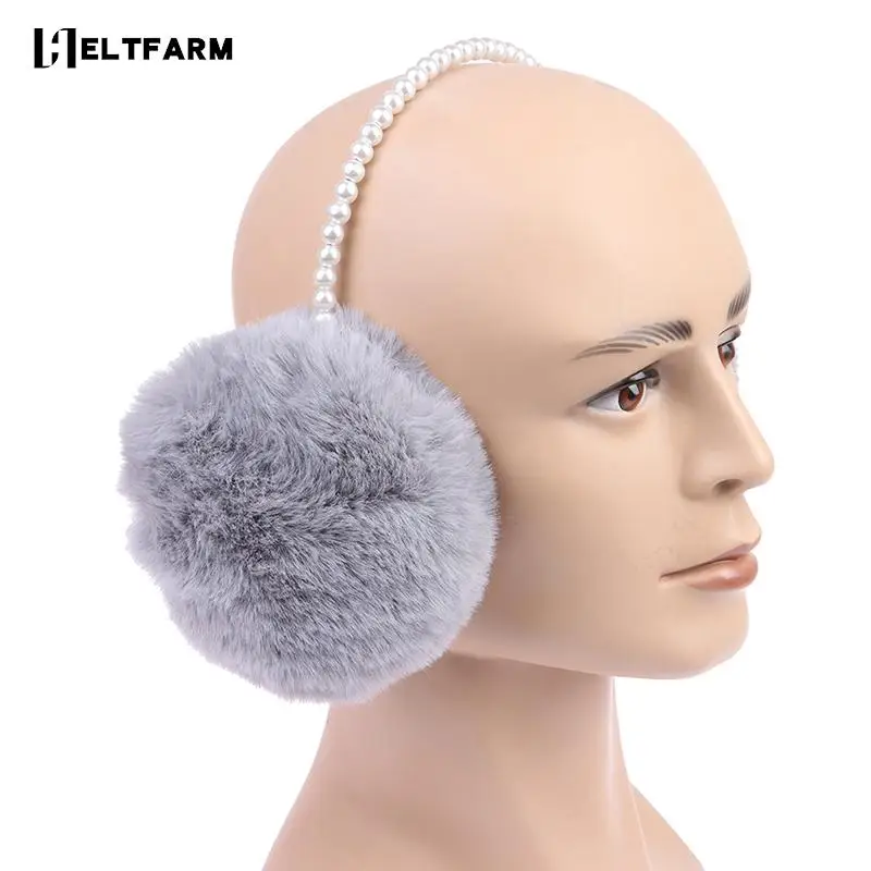 

Fashion New Pearl Winter Earmuffs Women Fur Earmuff Ear Warmers Girls Imitation Rabbit Plush Warm Ear Muff Ear Hair Accessories