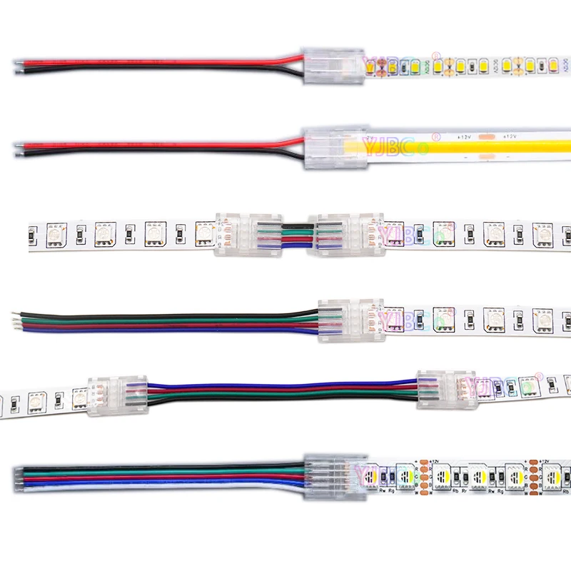 

Transparent Solderless Cover Connector SMD 5050 2835 LED Strip bar CCT RGB RGBW RGBCCT Single Color Light Tape Corner Connectors