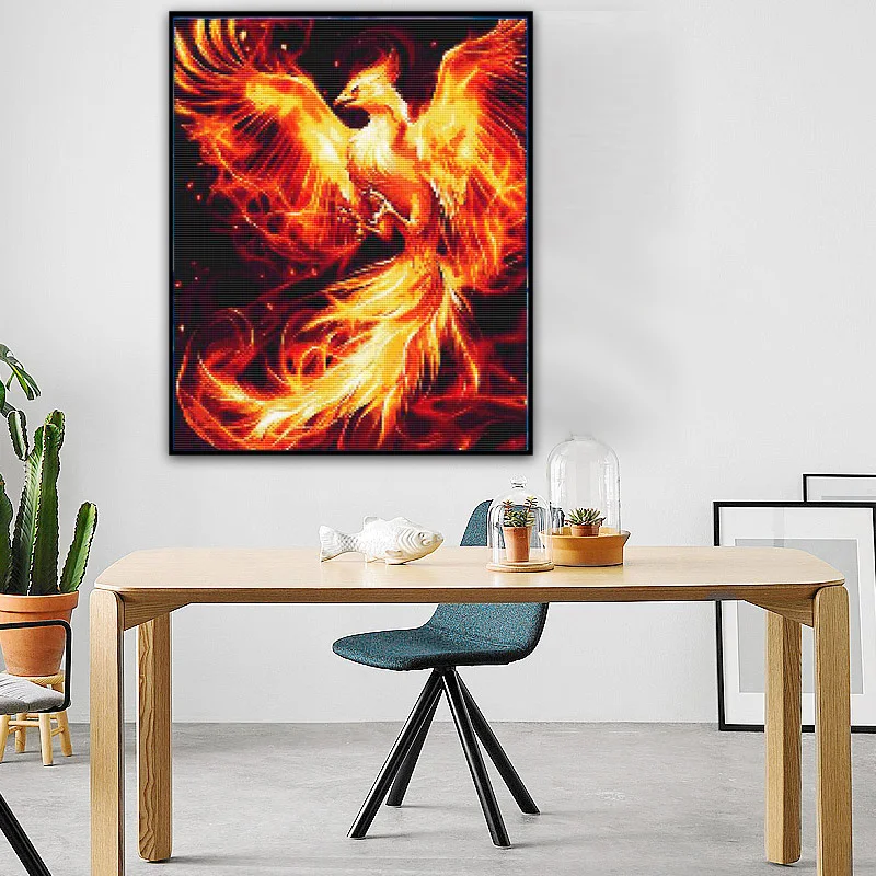 Алмазная 5D картина сделай сам с огнем Фениксом леопардом волком бабочкой круглые