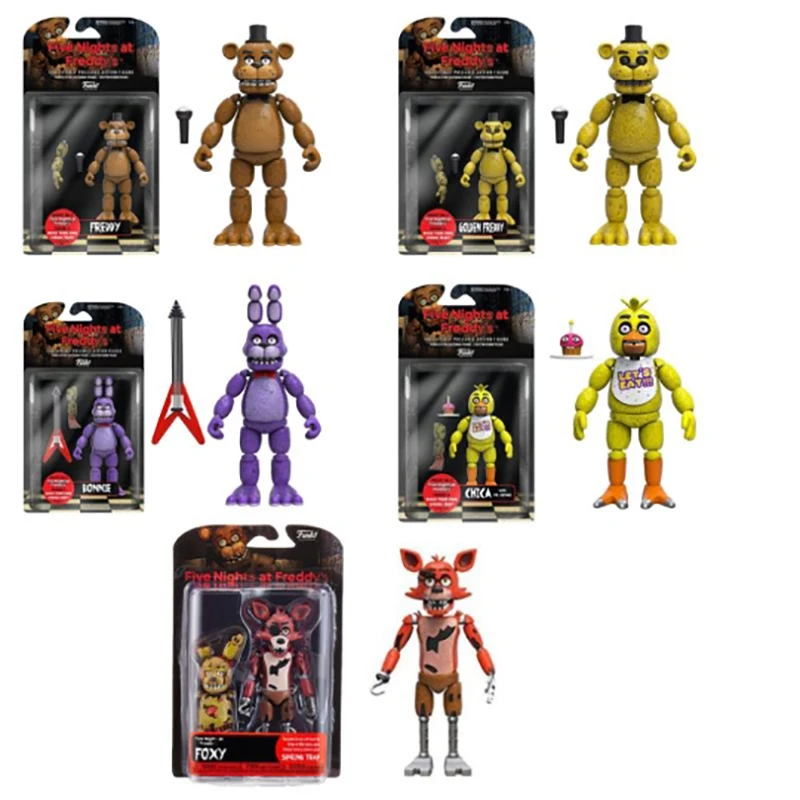 

4Pcs/Set Five Night At Freddys Security Breach FNAF Action Figures Howth Bonnie Foxy Freddy Chica Anime Figure PVC Model Toys