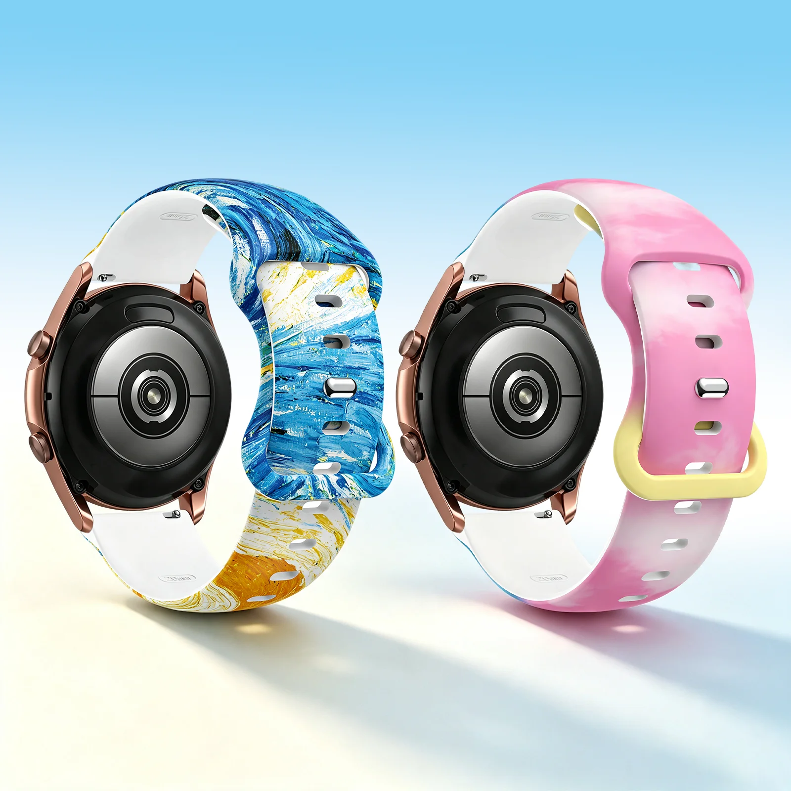 Фото Ремешок 22 мм 20 мм для Samsung Galaxy Watch 7 4 6 5 pro Classic/Gear S3/Active, спортивный браслет с принтом, ремешок для Galaxy 6 classic 43/47 мм №1