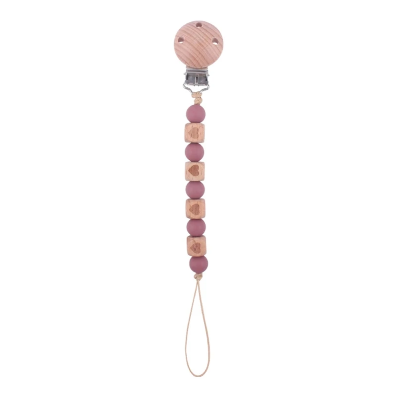 

Baby Beaded Pacifier Clip Chain Holder Wooden Soother Pacifier Clip Handmade Nipple Holder for Infant Oral Nursing 2022 New