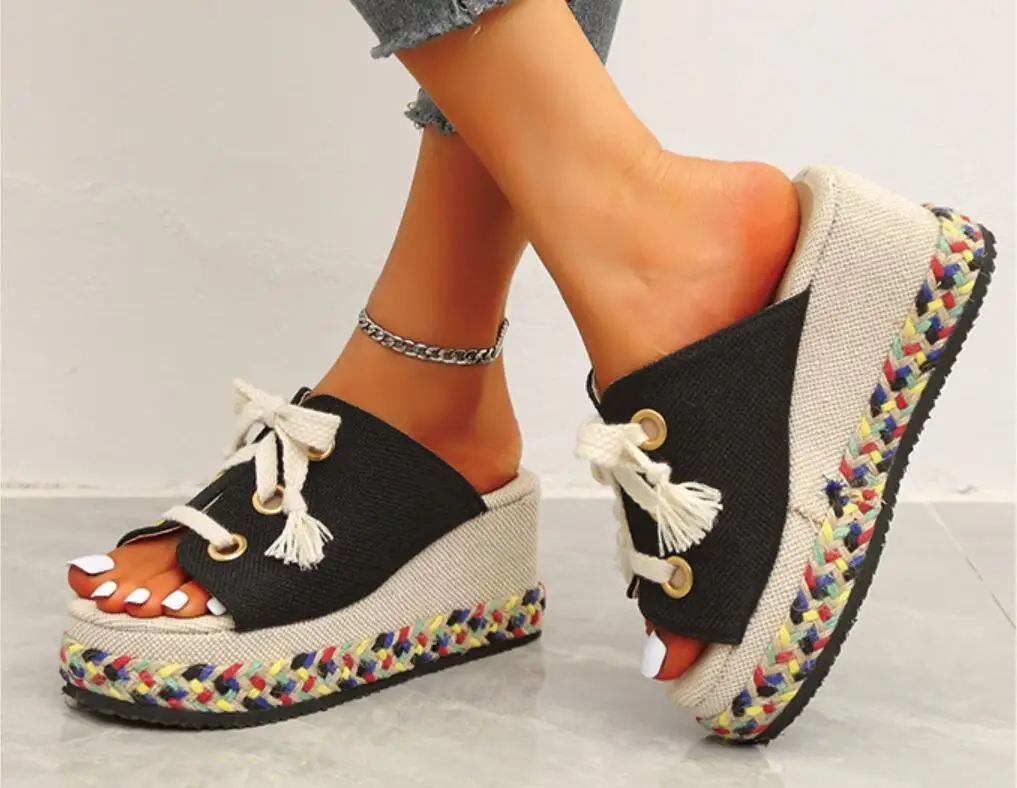 Platform Women Slippers Wedges Shoes Pumps 2022 New Summer High Heels Sandals Beach Slides Casual Flip-flops Women Shoes