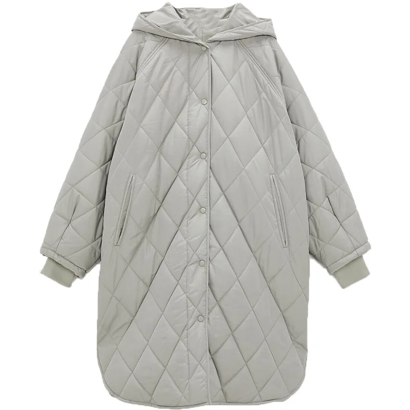 Fashion Retro Ladies Casual New Winter Oversize Plaid Hooded Parka Coat Waist Bag Cotton Jacket Coat Loose Long 2022 New Women