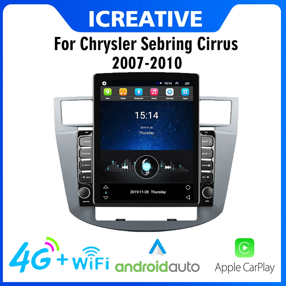 

For Chrysler Sebring Cirrus 2007-2010 2 Din 9.7" Tesla Screen Car Multimedia Player GPS Navigator WIFI Android Autoradio