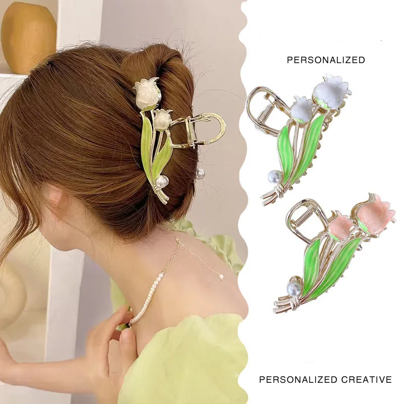 

New Elegant Tulip Flower Metal Hair Clips For Women Ponytail Claw Clip Sweet Hair Clip For Girls Styling Ornament Heawear Gifts