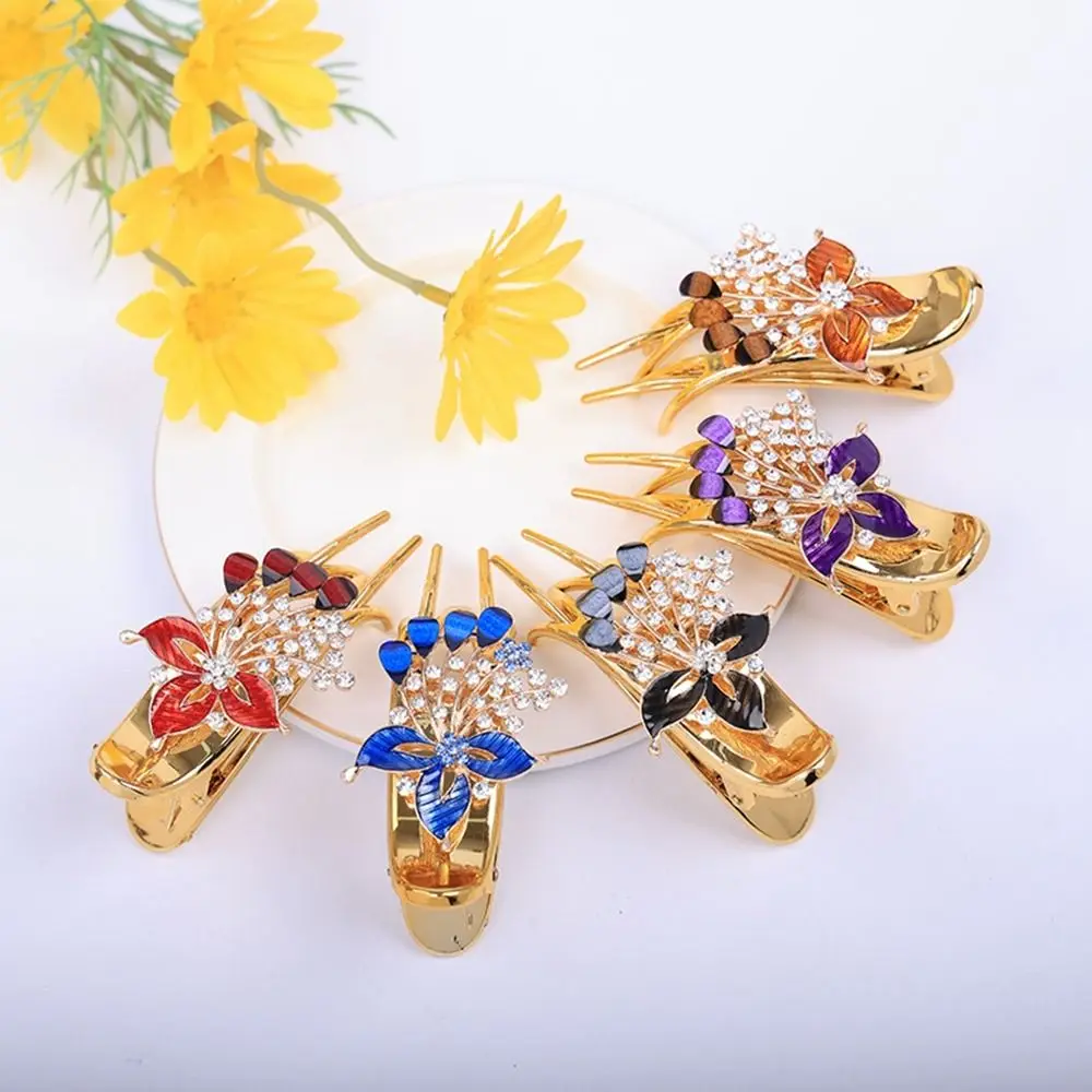 

Женская заколка для волос, элегантная заколка для волос с цветами и кристаллами