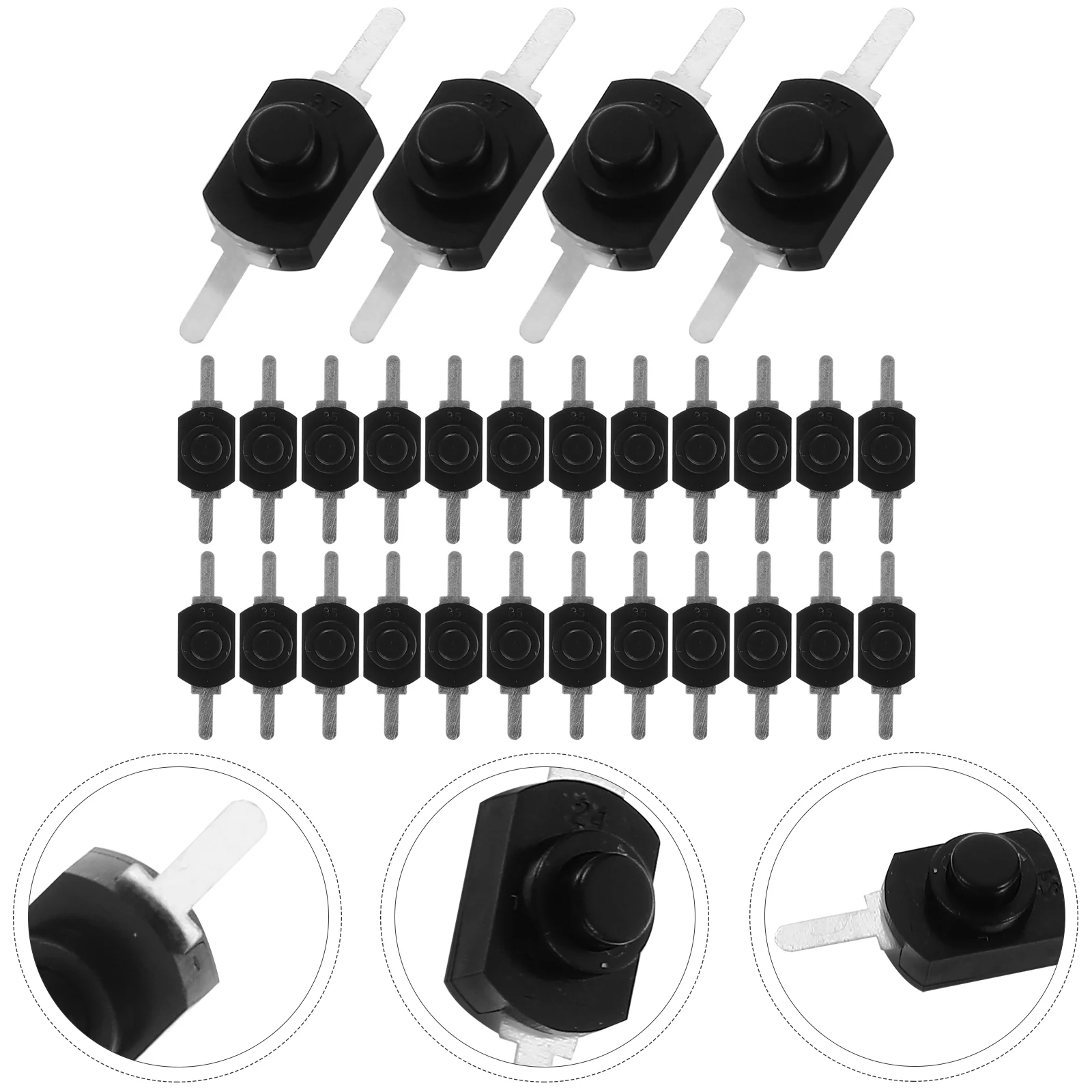 

50 Pcs Micro Button Switch Jackbox Switch Small Switch Self-locking Flashlight Switch Metal Mini Switch Micro Switch
