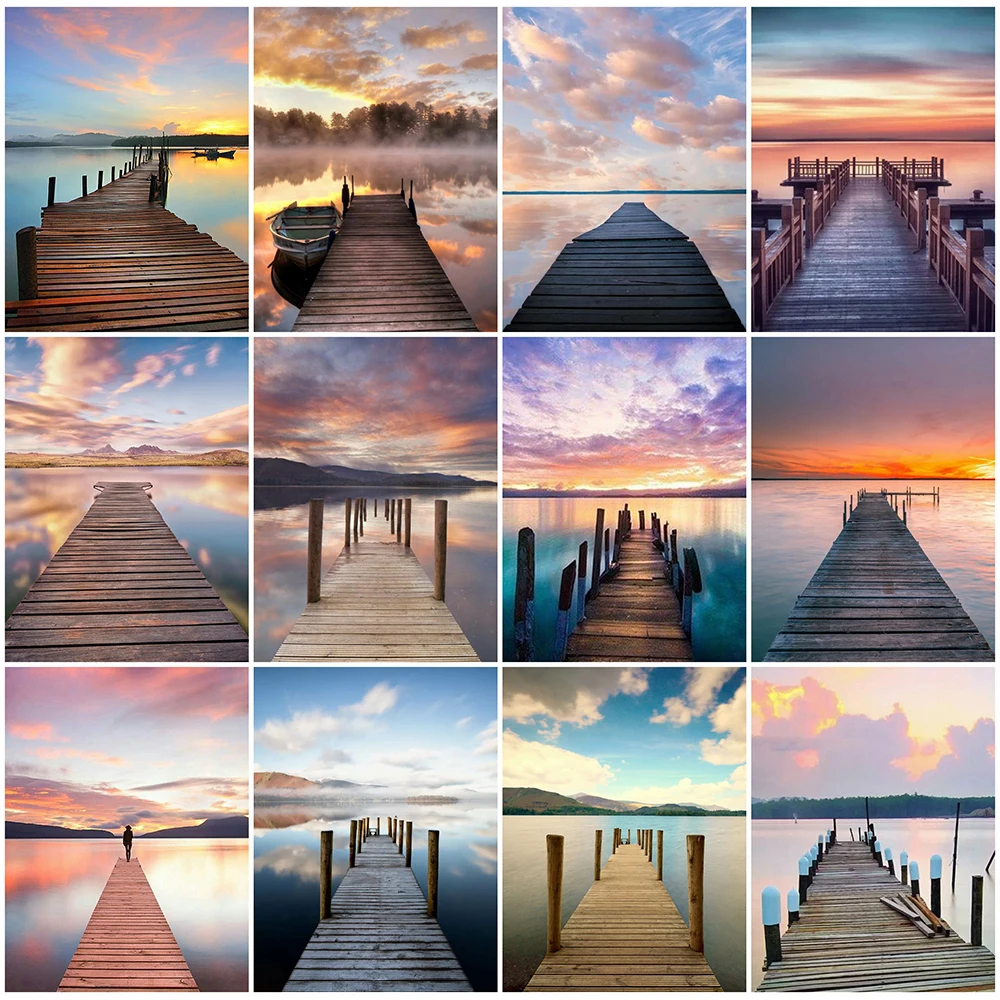 

Алмазная 5D картина «сделай сам», Набор для вышивки крестиком с мостом, морским пейзажем, Ручная инкрустация, детские подарки, украшение для ...