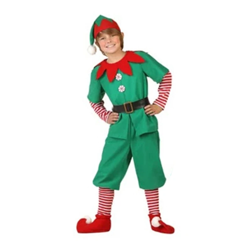 

Рождественский костюм зеленый эльф косплей семейный карнавал Вечеринка Новогоднее платье