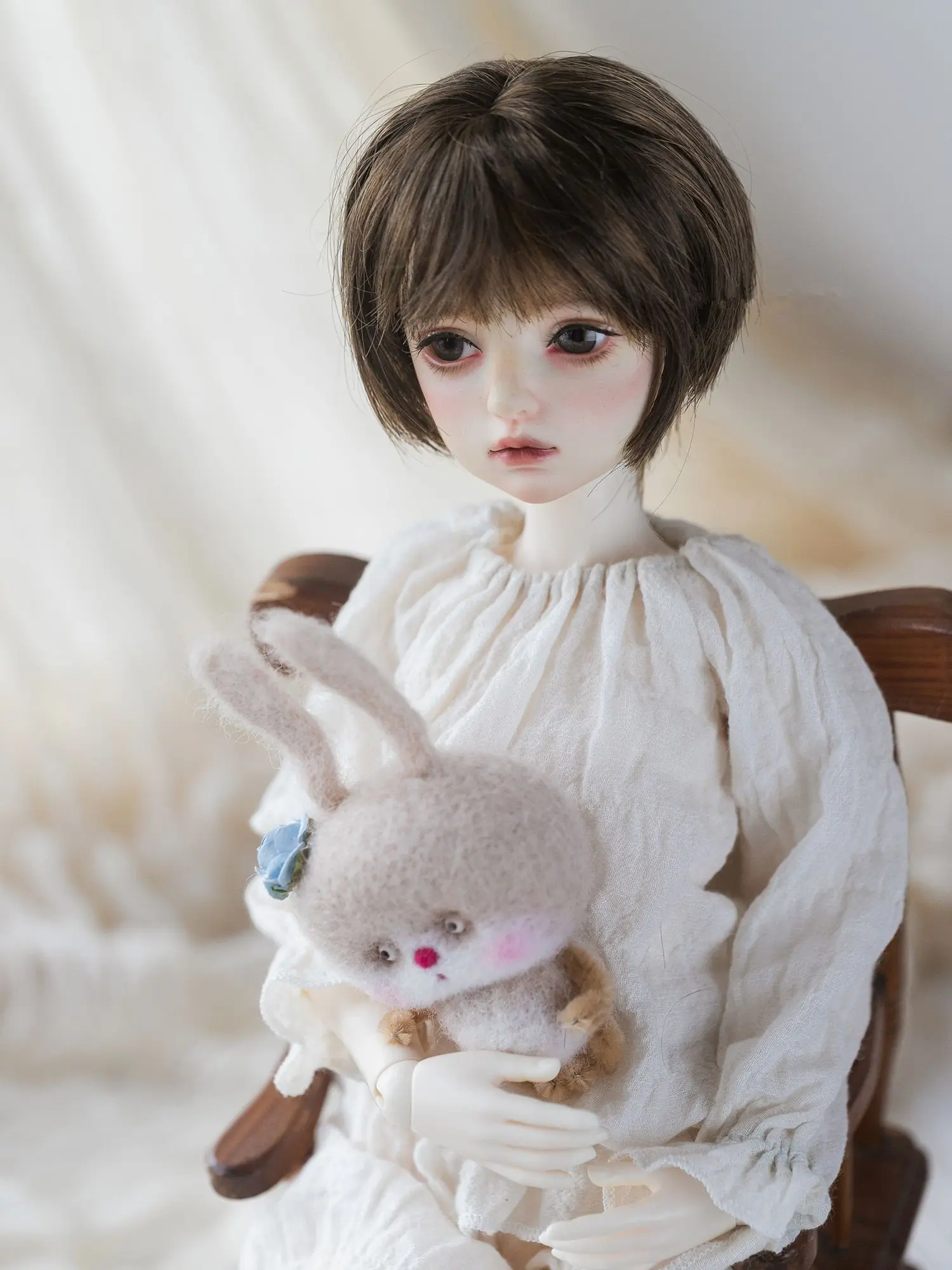 

BJD doll wig for 1/3 1/4 1/6 size bjd girl wig soft silk cute black versatile bangs short hair doll accessories