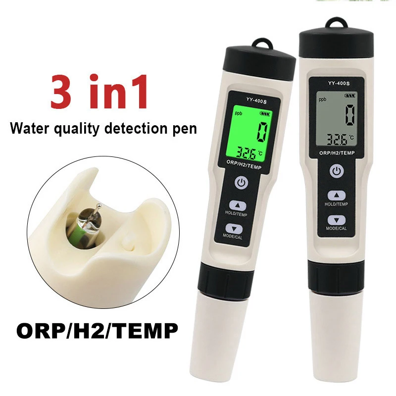 

3 In 1 H2/TEMP/ORP Digital Meter Hydrogen Ion Concentration Tester Water Quality Tester Redox Monitor for Pool Aquarium Home