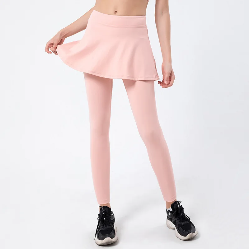 Women Sports Tennis Shirts Badminton Golf Wear Skort Fitness Leggings High Waist Workout Running Pants Trainning Tights Buttocks