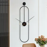 2022 New Arrivals Modern Art Wall Clock Home Living Room Decor Watch Clock Simple Oval Metal Wall Clock Mute Wall Clocks