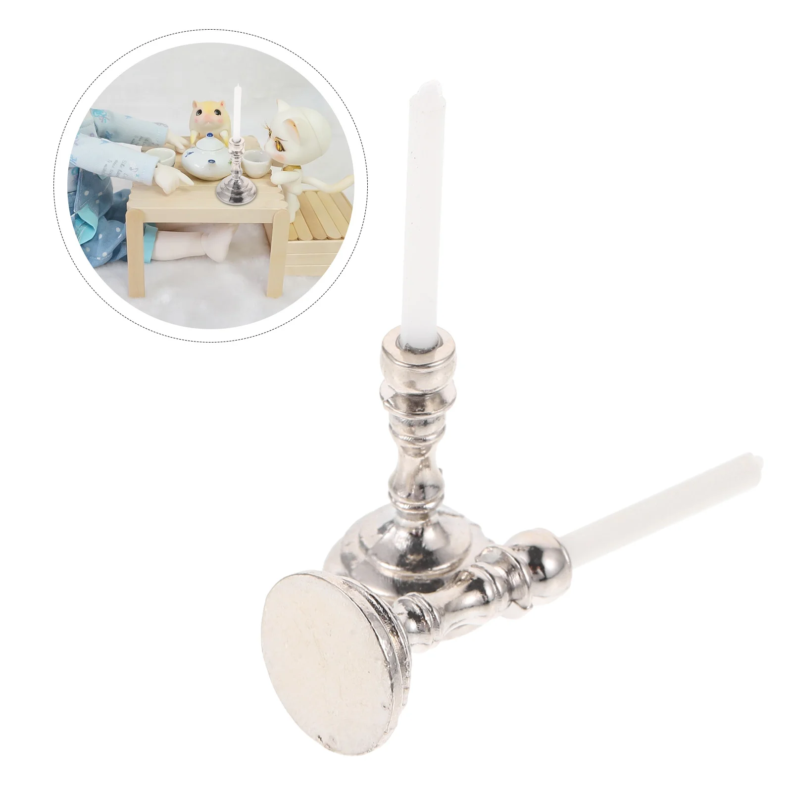 

Dollhouse Candles Mini Holder Micro Landscape Decors Model Accessories Alloy Holders Candlesticks Water Table Toys