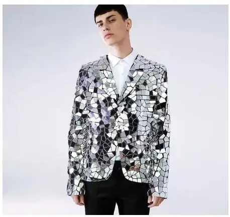 Робот мужской золотого цвета зеркальный костюм зеркало танцевальные костюмы